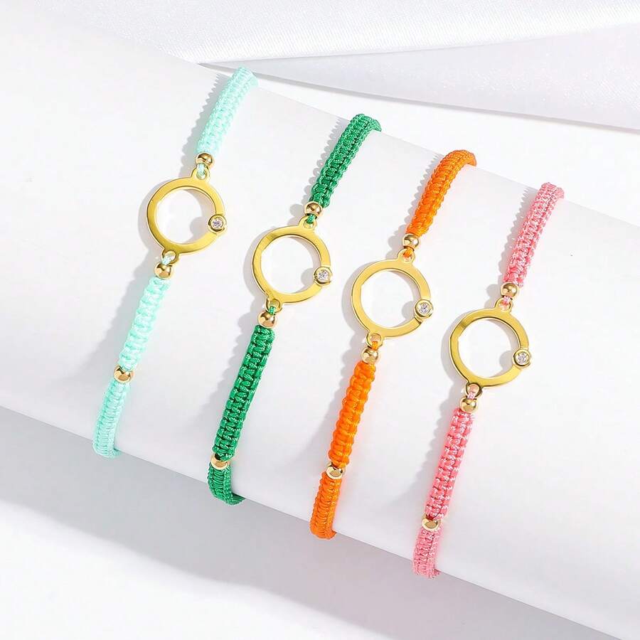 Vòng tay vàng thủ công đính đá Zirconia, vòng tay Zirconia nhiều màu sắc phiên bản mùa xuân, trang sức cao cấp, thích hợp cho đám cưới, quà tặng cho người yêu, hoặc đeo hàng ngày. - Nhiều màu - Xem 1