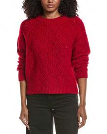 Elie Tahari Novelty Stitch Cashmere Sweater - Red - View 1