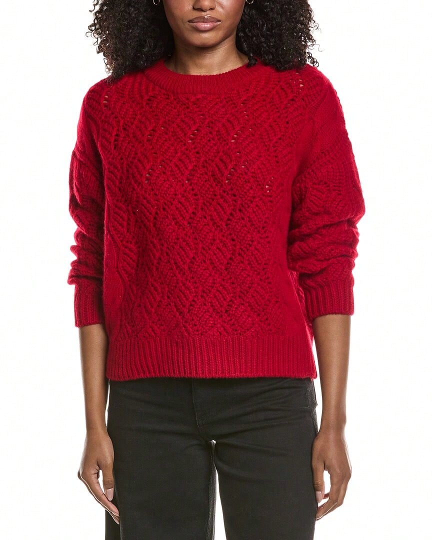 Elie Tahari Novelty Stitch Cashmere Sweater - Red - View 1