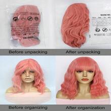 短款波波头假发 女士蓬松波浪卷发 齐肩长度 合成彩色角色扮演服装假发（粉紫色、粉色、黑色+卡其色双包装） - 彩色 - 查看 7