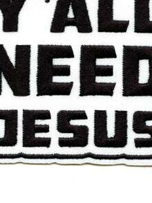 1 pieza Parche "Yall Need Jesus" con bordado de texto religioso para planchar - Multicolor - Ver 5