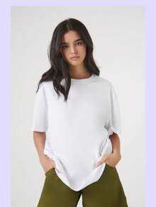 Basic Oversized Plain Cotton T-Shirt Set For Summer - Black and White - View 2