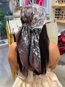 [90cmx90cm Satin Scarves]Large Satin Scarf 90cm X 90cm Satin Head Bandana - 淡紫色 - 查看 1