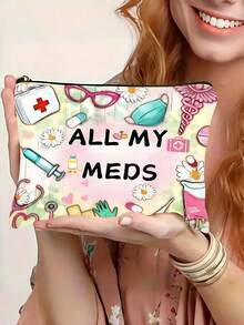 ALL MY MEDS 医疗元素化妆包 - 创意女性礼物，旅行收纳包 - 彩色 - 查看 5