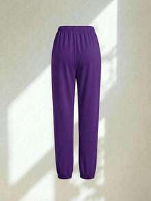 Conjunto uniforme médico quirúrgico set 2 piezas dama mujer manga corta cuello v pantalón jogger resorte cordón cómodo - Morado - Ver 8