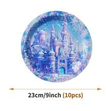 10件套一次性冰雪奇缘城堡主题餐盘、餐巾纸、杯子，适合10位客人使用，一次性纸盘餐具，适用于生日、婚礼、主题派对、家庭野餐等场合。 - 款式2 - 查看 7