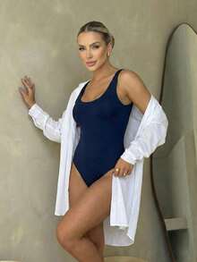 Beach Cover-Up Shirt, Long Sleeve, With Single Cuff, Sizes 36 To 42 - 白色 - 查看 1