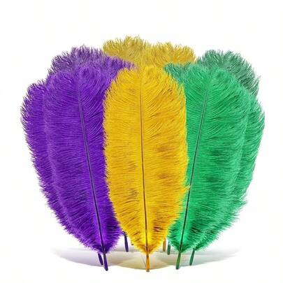 12 Artificial Ostrich Feathers, 25-30 Cm, Suitable For Carnival Gatsby-Style Scenes. Dual-Purpose For Wedding Aisle Markers And Bouquets, Wedding Decorations, Halloween And Christmas Decoration Materials, Home Decor, Cat Teasing Toys, Masquerade Props. Easy To Maintain, Festive Decorations, Carnival Decorations, Elegant Decor, Fashionable Accessories, Lightweight, Realistic Texture, Party Supplies, Bridal Accessories, Craft Enthusiasts.