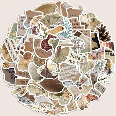 312pcs Ins Style Stickers Decorated Zhang Xiaozhong British Retro Newspaper English High-Value Waterproof Cute Creative Stickers