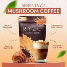 Mushroom Coffee – USDA Organic Instant Coffee With 6 Adaptogenic Mushrooms (Cordyceps, Lion's Mane, Turkey Tail) & MCT Oil – Energy,, Digestion & Immunity – 30 Servings, Made In USA - 1 Pack - 查看 5