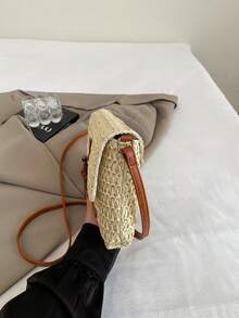 New Fashion Straw Bag, Shoulder Crossbody Bag, Versatile Stylish Straw Saddle Bag For Women - Beige - View 9