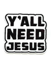 1 pieza Parche "Yall Need Jesus" con bordado de texto religioso para planchar - Multicolor - Ver 1
