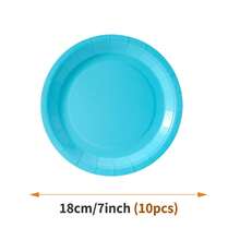 Bộ đồ dùng tiệc dùng một lần màu xanh nhạt gồm đĩa, khăn ăn và cốc - dành cho 10 người, thích hợp cho sinh nhật, đám cưới, tiệc theo chủ đề, dã ngoại gia đình. - Kiểu 5 - Xem 10