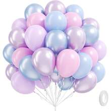 10英寸珍珠粉和蓝紫色气球，冰雪奇缘美人鱼女王气球，搭配柔和色调气球，适合美人鱼、雪花主题的迎婴派对、生日派对、庆祝派对装饰。 - A-1 - 查看 1