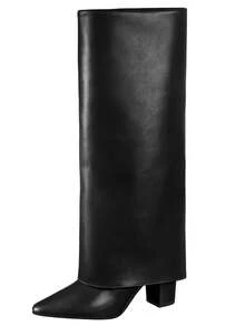 Women's Ankle Boot With High Block Heel And Pointed Toe - Elegant Fashion Style - GiGiL - الأسود - مشاهدة 2
