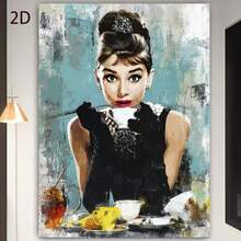 Framed Canvas 1pc Audrey Posters Hepburn Breakfast At T Iffanys Iconic Movie Poster Replica - Large Framed Canvas Print , Female Movie Star Art, Vintage Wall Decor - nhiều màu - Xem 1