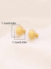 1 par de pendientes de tuerca de acero inoxidable con diseño de mini sol para mujer, joyería impermeable para perforación de cartílago y trago de la oreja - pendientes - Ver 7