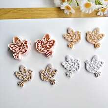 2件套对称鸟形聚合物粘土模具，可爱动物模具，适用于DIY耳环、胸针、吊坠、陶瓷、DIY耳环吊坠工艺陶瓷艺术套装 - 杏色 - 查看 4