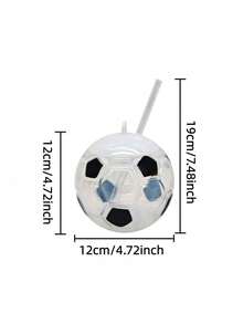1pc Football Shaped Straw Cup, Plastic World Cup Soccer Water Bottle (Non-Electric) - Multicolor - View 4