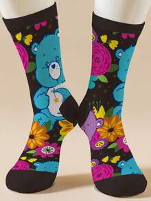 1 Paar personalisierte Damen Socken mit Care Bears, 360 Grad Digitaldruck mit interessanten Motiven wie Cheer Bär, Wish Bär, Herz Bär, Angel Bär, Grumpy Bär, modisch und minimalistisch, geeignet für den täglichen Gebrauch und als Geschenk zur Graduierung/zum Geburtstag - Verschiedenfarbig - Übersicht 4