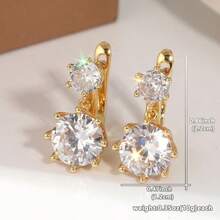 1 Pair Elegant Minimalist Cubic Zirconia Pendant Earrings, Suitable For Women's Travel And Vacation Jewelry, Ideal Gift For Family And Friends - Gold - View 6
