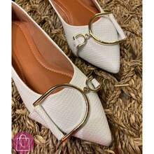 Women's Pointed Toe Flat Shoe, Elegant Casual S060 - trắng - Xem 1