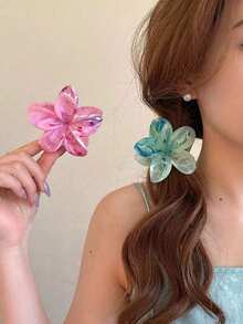 2 件优雅哑光白色发爪鸡蛋花发夹女士 - 查看 1