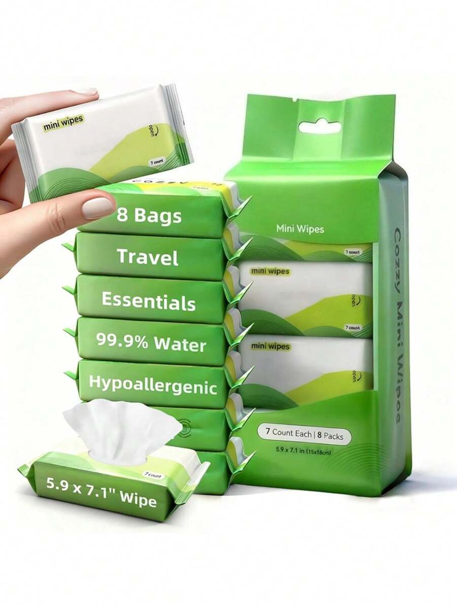 便携式旅行纯水湿巾，清洁湿巾手帕迷你湿巾 - 多色 - 查看 1