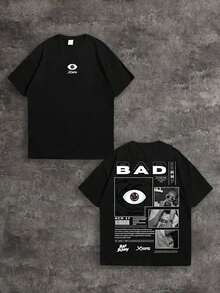 Y2K Tops, Bad Tee Bunny Rabbit Logo Cartoon Crew Graphic Oversized Tee, Streetwear, Vintage, Hip Hop Cute Rebel, Aesthetic, Baggy, Free Shipping - 黑色 3 - 查看 12
