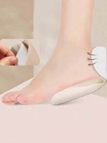 QKC 2pcs Soft Silicone Anti-Slip Heel Grips, Transparent Non-Slip Heel Pads, Suitable For High Heels, Flats, Sandals And Sneakers - Beige - View 5