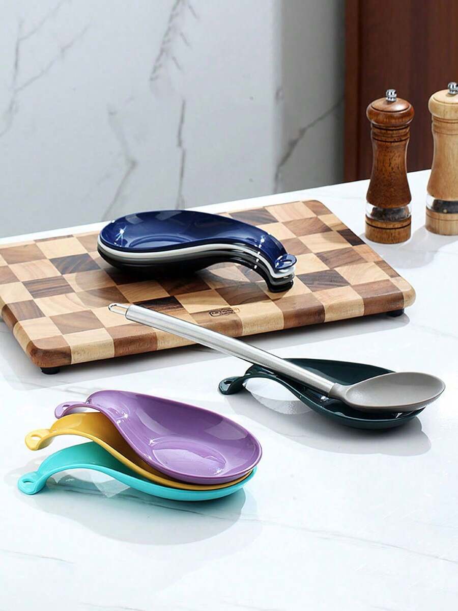 1pc PP Spoon Holder, Soup Spoon Rack, Spoon Mat, Shared Spoon Holder, Heat Insulation Pad, Kitchen Utensil - Multicolor - View 1