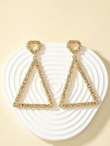 1 Pair Minimalist Geometric Hollow Triangle Dangle Earrings, Suitable For Daily Wear - Triangle Earrings - View 4