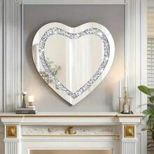 1 pezzo Specchio acrilico a forma di cuore, 30x30 cm | Forma asimmetrica, bifacciale, superficie a specchio argento con frammenti di cristallo finti, spessore 2 mm, multifunzionale, adatto per casa, garage, camera da letto, hotel, bar, soggiorno, bagno e decorazione natalizia - multicolore - Visualizzare 2
