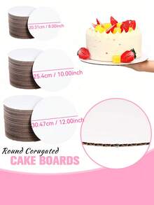 10个/1个/10英寸圆形蛋糕底板，白色圆形蛋糕底板，白色圆形蛋糕底座纸板蛋糕盘，用于展示蛋糕、面包、甜点（轻薄坚固） - 白色托盤 - 查看 9