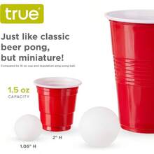 Beer Pong Game, 1.5 Ounce Disposable Red Party Cup Plastic Shot Glasses, Red, Set Of 12 Cups And 2 Pong Balls - Mini Beer Pong Set - View 4
