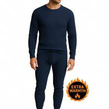 Men's 3 Pack Full Thermal Sets Ultra Soft 6 Piece Cotton Top And Bottom Set - NVY/CHAR/GRY - View 3