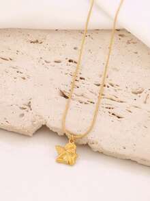 1件装不锈钢天使吊坠项链，女士时尚精致18K镀金饰品，项链项链 - 項鍊 - 查看 4