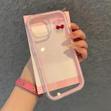 1 chiếc ốp lưng điện thoại gọng hồng trong suốt, thiết kế tối giản, chống rơi vỡ, chống va đập, họa tiết nơ hồng đỏ và quả anh đào kiểu Anh, cá nhân hóa cho iPhone 16 Pro Max, 17/16/15/14 Plus/13/12/11, Air - Nhiều màu - Xem 5