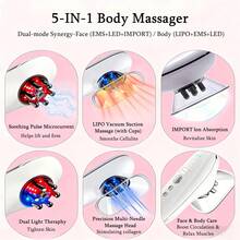 5-In-1 Body Shaping Device - Negative Pressure Lymphatic Drainage Massager, Smart Microcurrent Red & Blue Light Massage Device With Fat Suction, Anti-Cellulite Massage Tool For Firming Skin On Face, Abdomen, Arms, Legs - White - View 3