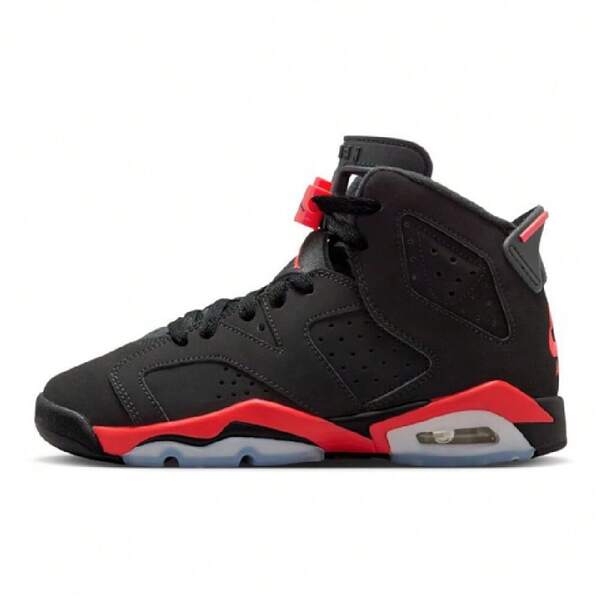 Zapatillas Jordan 6 Retro "Infrared Salesman" para niños mayores, color negro/Luz carmesí (IQ1275 001)