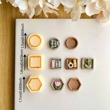 Molde de arcilla polimérica para miniestantería, molde de arcilla polimérica para miniplantas y serie de libros, adecuado para pendientes DIY y elaboración de joyas, diseño de pendientes hechos a mano, artesanía creativa - Amarillo - Ver 6