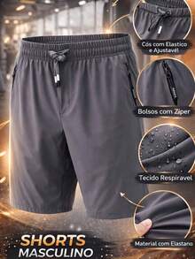 Manfinity Fitness Elastic Sports Shorts With Drawstring Waist Gym Running Dry Fit High Standard Premium Promotion - Negro - Ver 1