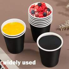 10/20/50/90个装一次性黑色派对纸杯，9盎司纸杯，饮料杯，冷饮杯，咖啡杯，水杯，适合生日派对、婚礼、返校季、母亲节等场合。 - 彩色 - 查看 3