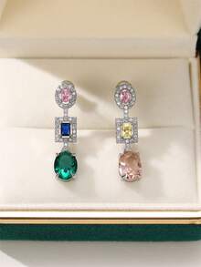 一对优雅的立方氧化锆水滴耳环，适合女性佩戴，可用于婚礼、订婚、周年纪念、派对、情人节等场合。 - 1# - 查看 6