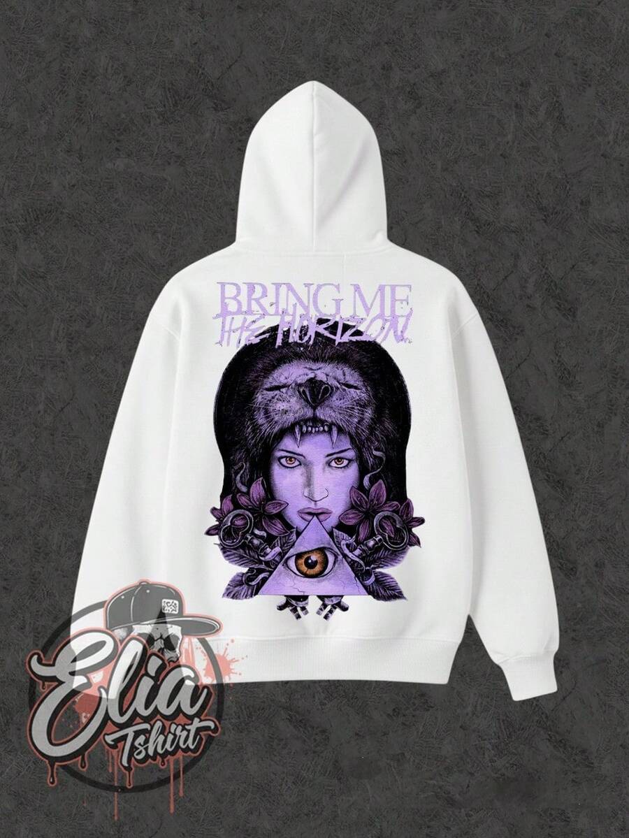 Comfortable Basic Sweatshirt For Everyday Wear. Bring Me The Horizon Music Singer Famous International National Urban Culture Rock Metal Rock N Roll Famous Band Singer Unisex Sweatshirt For Men And Women 50% Cotton 50% Polyester Top Premium Streetwear New Release Immediate Shipping Various Colors!! - 白色 - 查看 1