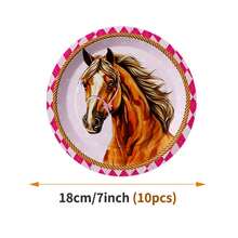 Juego desechable de platos, servilletas y vasos con diseño de corazón y caballo, adecuado para 10 invitados, platos de papel desechables para fiestas, bodas, picnics - Estilo 1 - Ver 9
