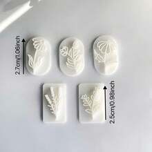 5pcs Spring Series Leaf & Daisy Shape Stamp Molds, Polymer Clay Mold Set, DIY Jewelry Pendant Tools For Clay Art - White - View 2