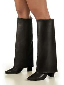 Women's Ankle Boot With High Block Heel And Pointed Toe - Elegant Fashion Style - GiGiL - الأسود - مشاهدة 3