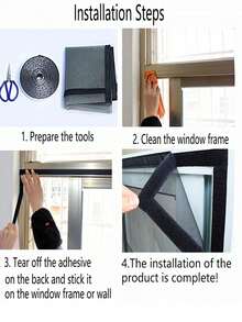 1pc Self-Adhesive Window Mesh Screen, Invisible Insect Proof Net For Home Use In Summer, Easy To Install - Black Mesh Window Screen - View 8