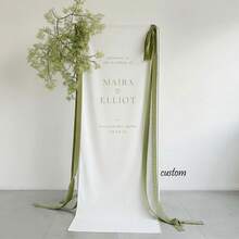 Linen Wedding Welcome Sign With Ribbon And Optional Stand, Customized Wedding Welcome Sign, Linen Wedding Welcome Sign - Multicolor - View 2